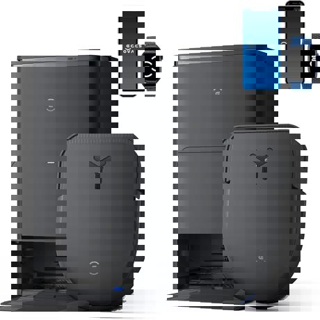 Robot de aspirare Ecovacs DEEBOT X5 OMNI BLACK , aspirator si mop, statie OMNI, 12800Pa, autonomie 260 min, recipient praf 250 ml, recipient apa 90ml, 6400mAh, control aplicatie, Auto Mop Lifting 15mm, negru